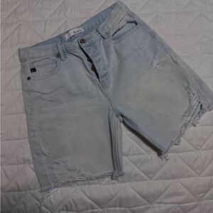 KanCan Light Wash Distressed Denim Bermuda Shorts